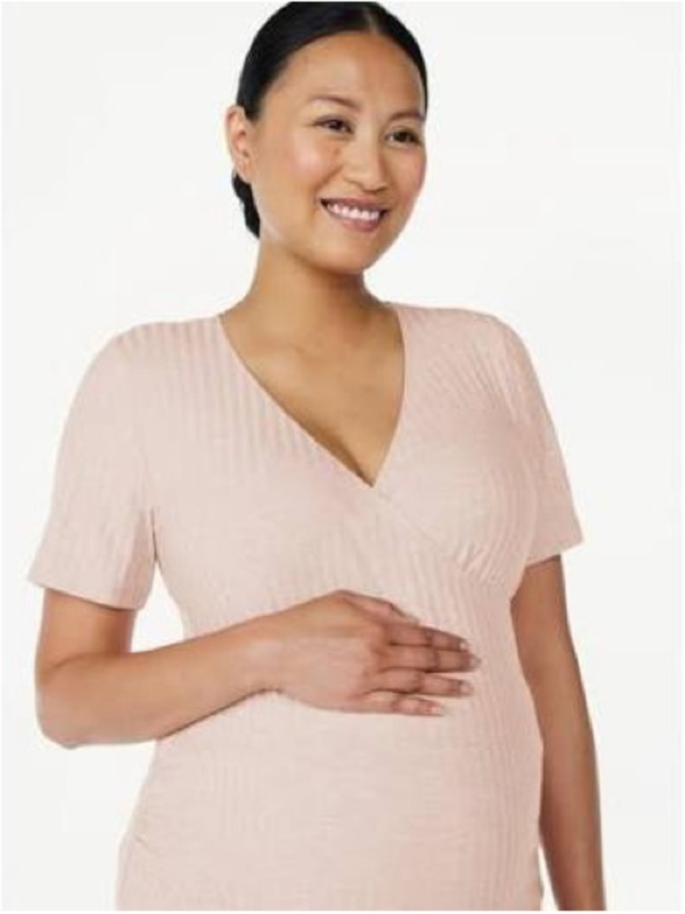 JOYSPUN Maternity Ribbed Two-Piece Set in Blush Pink L/XL - Picture 6 of 13